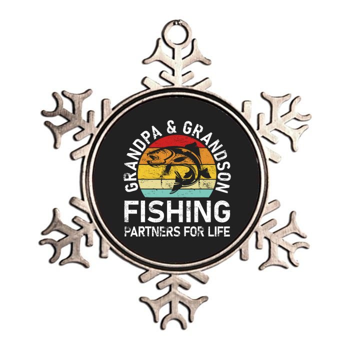 Grandpa And Grandson Fishing Partners For Life Fisherman Metallic Star Ornament