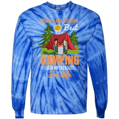 Grandpa And Grandma Best Camping Partners For Life Meaningful Gift Tie-Dye Long Sleeve Shirt