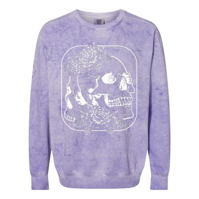 Grunge Aesthetic Goth Gothic Skull Fairycore Roses Colorblast Crewneck Sweatshirt