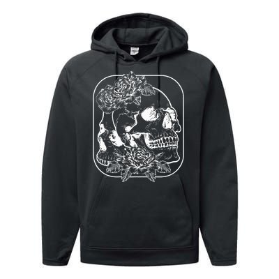 Grunge Aesthetic Goth Gothic Skull Fairycore Roses Performance Fleece Hoodie