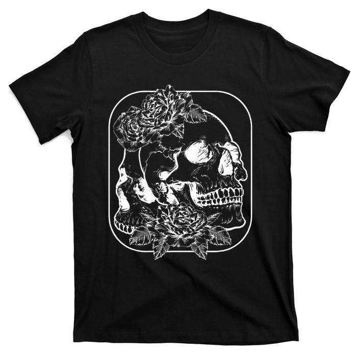 Grunge Aesthetic Goth Gothic Skull Fairycore Roses T-Shirt