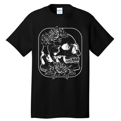 Grunge Aesthetic Goth Gothic Skull Fairycore Roses Tall T-Shirt