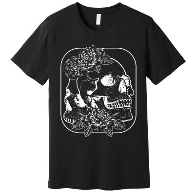 Grunge Aesthetic Goth Gothic Skull Fairycore Roses Premium T-Shirt