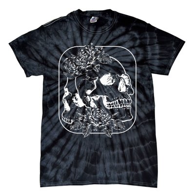 Grunge Aesthetic Goth Gothic Skull Fairycore Roses Tie-Dye T-Shirt