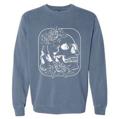 Grunge Aesthetic Goth Gothic Skull Fairycore Roses Garment-Dyed Sweatshirt