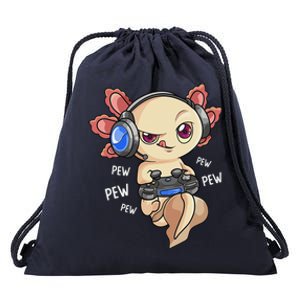 Gaming Axolotl Gamers Kawaii Video Game Funny Animal Drawstring Bag