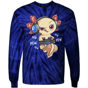 Gaming Axolotl Gamers Kawaii Video Game Funny Animal Tie-Dye Long Sleeve Shirt