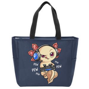 Gaming Axolotl Gamers Kawaii Video Game Funny Animal Zip Tote Bag