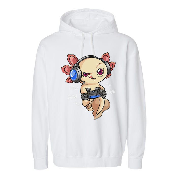 Gaming Axolotl Gamers Kawaii Video Game Funny Animal Garment-Dyed Fleece Hoodie