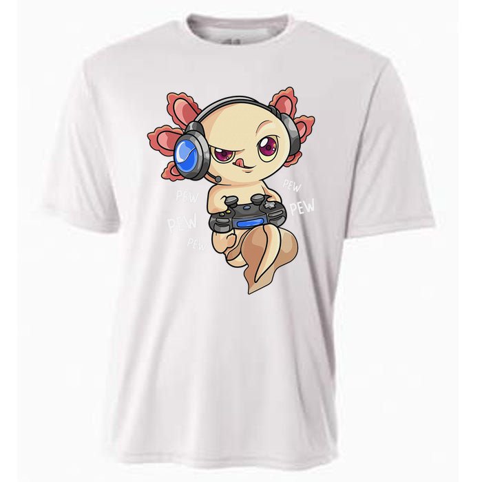 Gaming Axolotl Gamers Kawaii Video Game Funny Animal Cooling Performance Crew T-Shirt