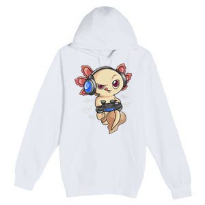 Gaming Axolotl Gamers Kawaii Video Game Funny Animal Premium Pullover Hoodie