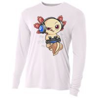 Gaming Axolotl Gamers Kawaii Video Game Funny Animal Cooling Performance Long Sleeve Crew