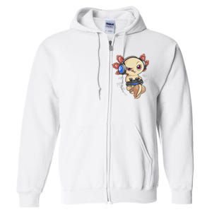 Gaming Axolotl Gamers Kawaii Video Game Funny Animal Full Zip Hoodie