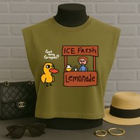 Got Any Grapes Duck Song Lemonade Garment-Dyed Women's Muscle Tee