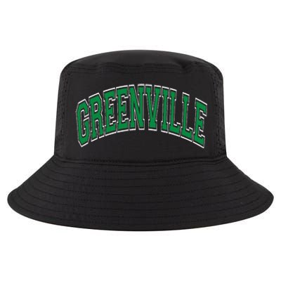 Greenville Arched Green Text Cool Comfort Performance Bucket Hat