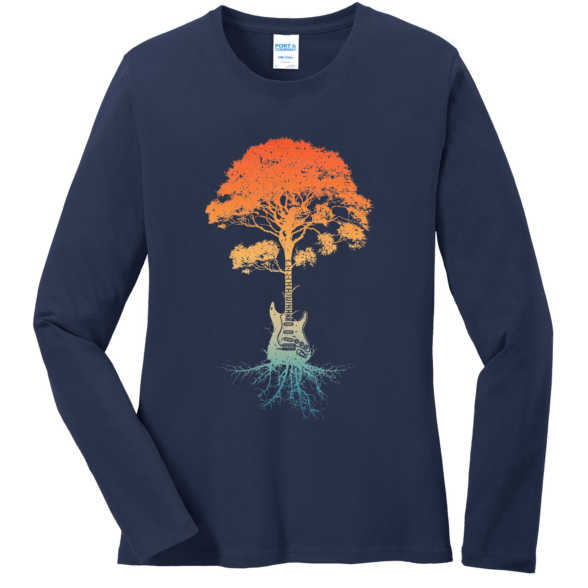 Guitar Art Guitar Player Rockstar Guitarist Ladies Long Sleeve Shirt
