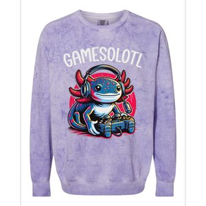 Gamesolotl Axolotl Gamer Anime Gifts Kawaii Colorblast Crewneck Sweatshirt