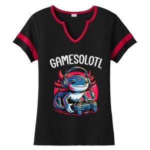 Gamesolotl Axolotl Gamer Anime Gifts Kawaii Ladies Halftime Notch Neck Tee