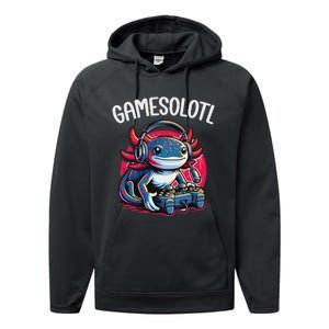 Gamesolotl Axolotl Gamer Anime Gifts Kawaii Performance Fleece Hoodie