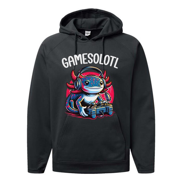 Gamesolotl Axolotl Gamer Anime Gifts Kawaii Performance Fleece Hoodie