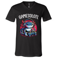 Gamesolotl Axolotl Gamer Anime Gifts Kawaii V-Neck T-Shirt