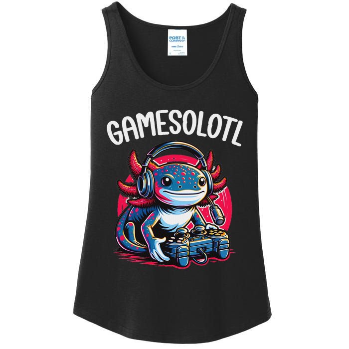 Gamesolotl Axolotl Gamer Anime Gifts Kawaii Ladies Essential Tank