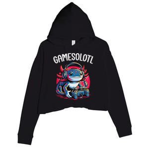 Gamesolotl Axolotl Gamer Anime Gifts Kawaii Crop Fleece Hoodie