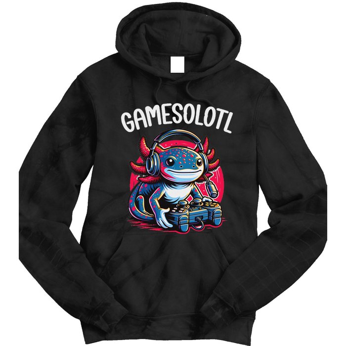 Gamesolotl Axolotl Gamer Anime Gifts Kawaii Tie Dye Hoodie