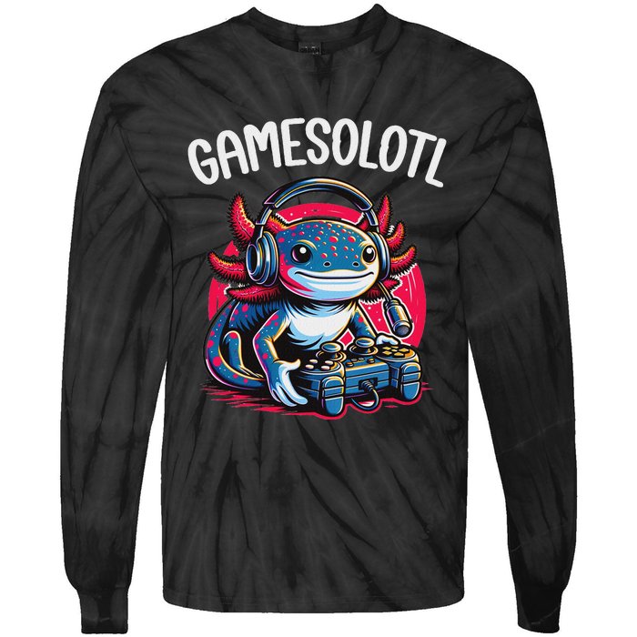 Gamesolotl Axolotl Gamer Anime Gifts Kawaii Tie-Dye Long Sleeve Shirt