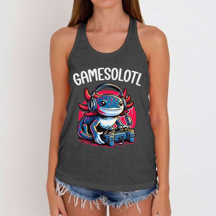 Gamesolotl Axolotl Gamer Anime Gifts Kawaii Women's Knotted Racerback Tank