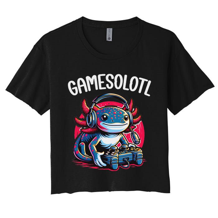 Gamesolotl Axolotl Gamer Anime Gifts Kawaii Women's Crop Top Tee