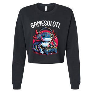 Gamesolotl Axolotl Gamer Anime Gifts Kawaii Cropped Pullover Crew