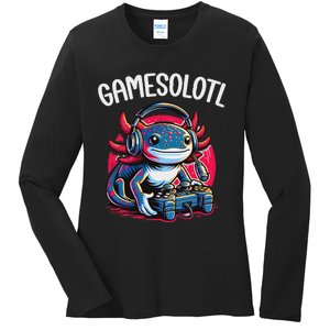 Gamesolotl Axolotl Gamer Anime Gifts Kawaii Ladies Long Sleeve Shirt