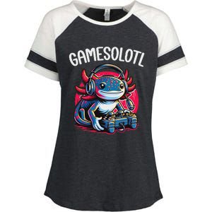 Gamesolotl Axolotl Gamer Anime Gifts Kawaii Enza Ladies Jersey Colorblock Tee