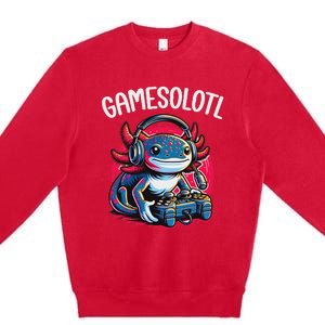 Gamesolotl Axolotl Gamer Anime Gifts Kawaii Premium Crewneck Sweatshirt