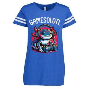 Gamesolotl Axolotl Gamer Anime Gifts Kawaii Enza Ladies Jersey Football T-Shirt