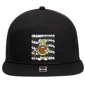 Grandpa Avocado Grandparent Meaningful Gift Granddad Grandfather Gift 7 Panel Mesh Trucker Snapback Hat