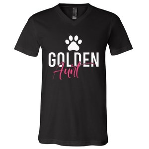 Golden Aunt Golden Retriever Aunt V-Neck T-Shirt