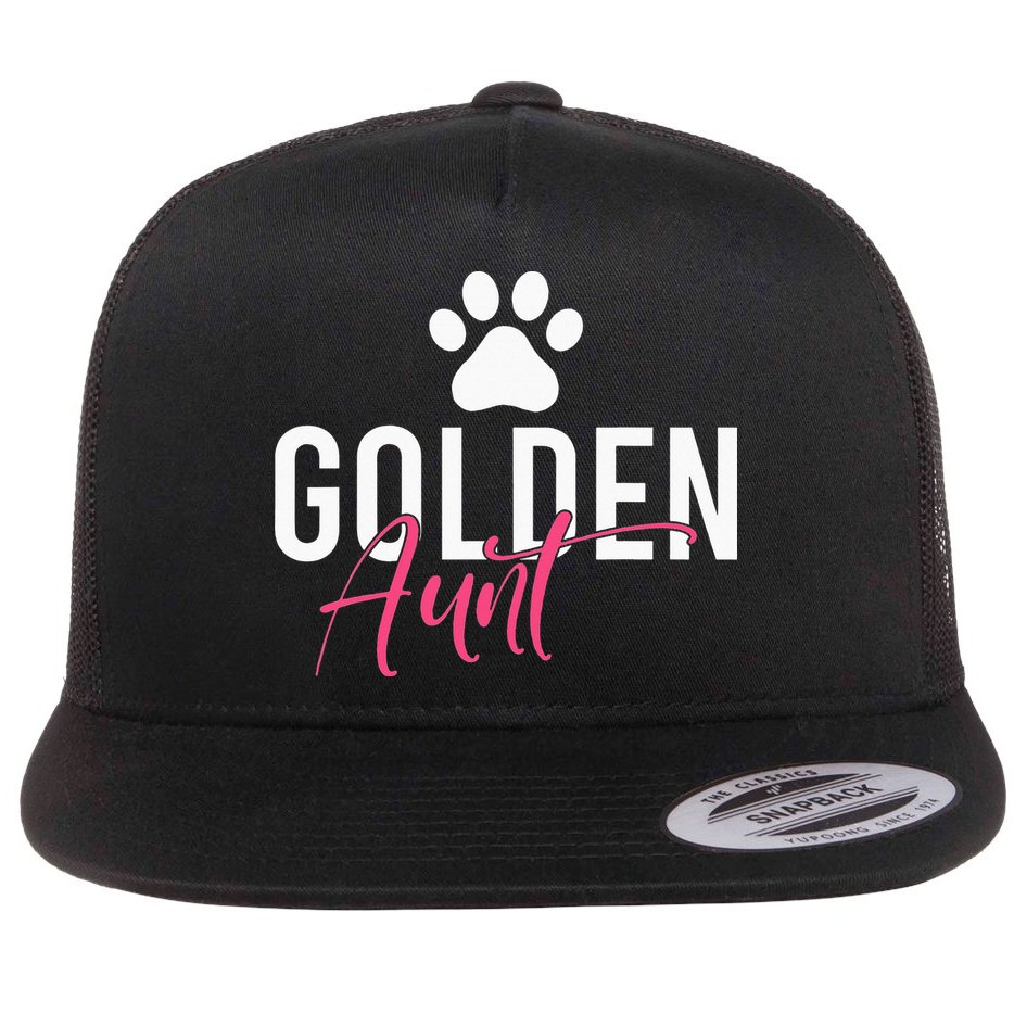Golden Aunt Golden Retriever Aunt Flat Bill Trucker Hat