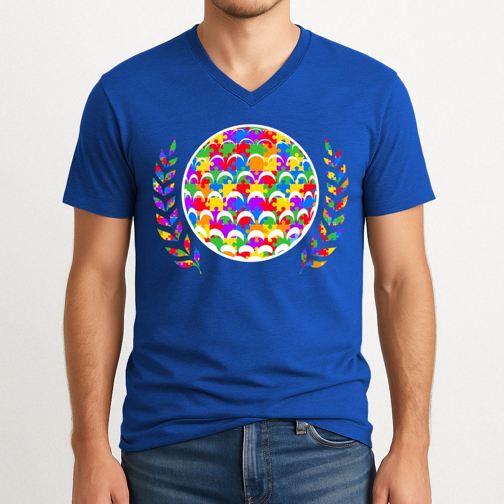 Golf Autism Golf Awareness Acceptance Golfers Tee Gift V-Neck T-Shirt