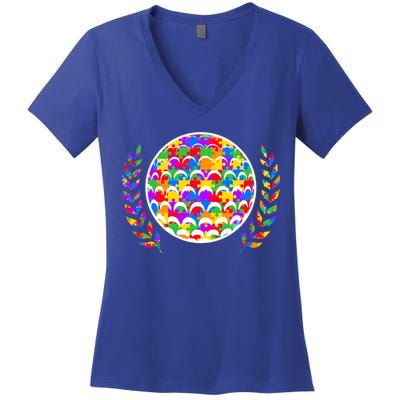 Golf Autism Golf Awareness Acceptance Golfers Tee Gift Women's V-Neck T-Shirt