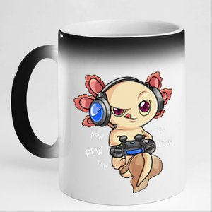 Gaming Axolotl Gamers  Kawaii Video Game  11oz Black Color Changing Mug