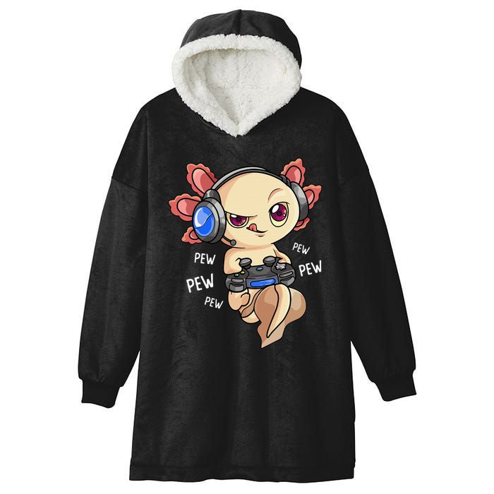 Gaming Axolotl Gamers  Kawaii Video Game  Hooded Wearable Blanket