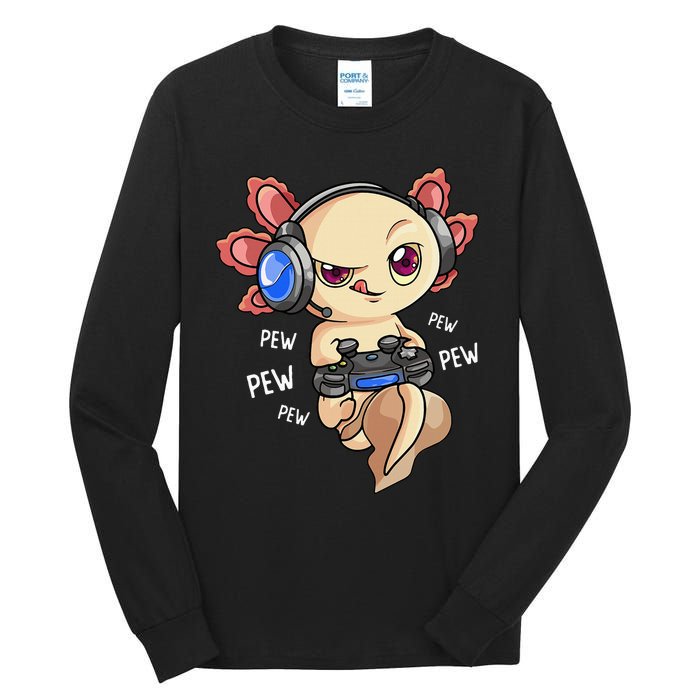 Gaming Axolotl Gamers  Kawaii Video Game  Tall Long Sleeve T-Shirt