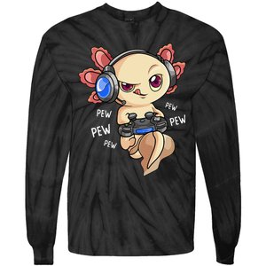 Gaming Axolotl Gamers  Kawaii Video Game  Tie-Dye Long Sleeve Shirt