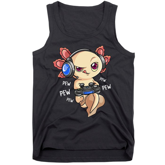 Gaming Axolotl Gamers  Kawaii Video Game  Tank Top