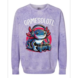 Gamesolotl Axolotl Gamer Anime Gifts Kawaii Colorblast Crewneck Sweatshirt