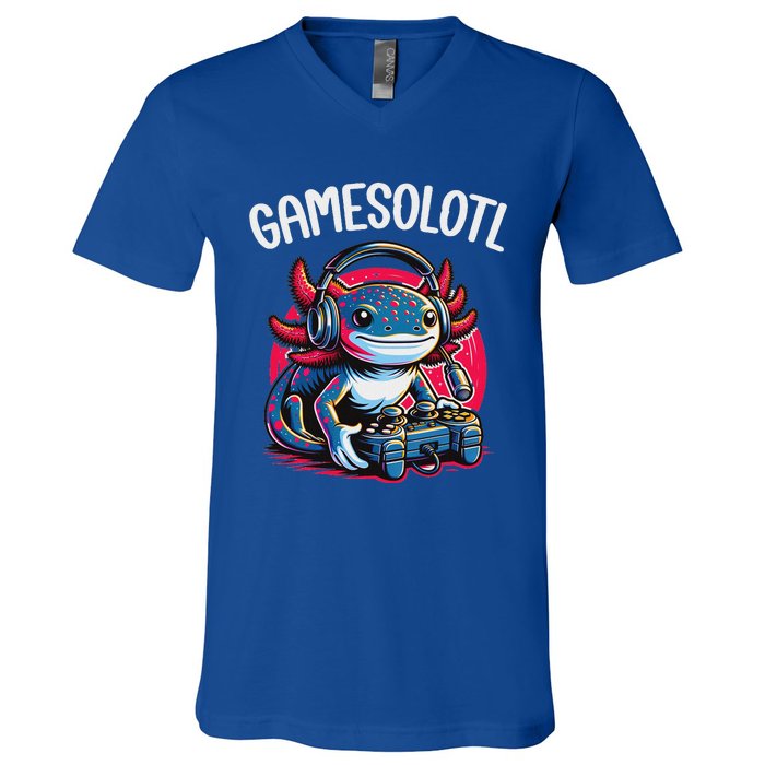 Gamesolotl Axolotl Gamer Anime Gifts Kawaii V-Neck T-Shirt