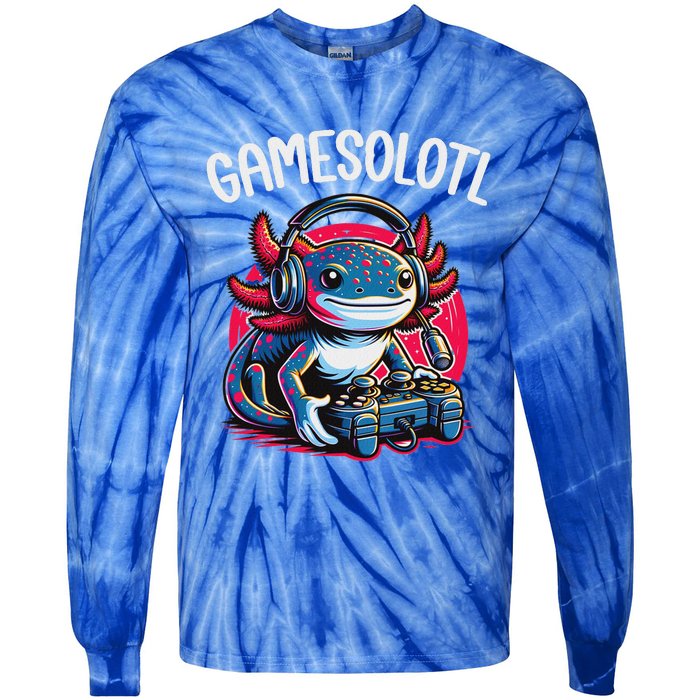 Gamesolotl Axolotl Gamer Anime Gifts Kawaii Tie-Dye Long Sleeve Shirt