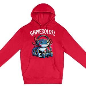 Gamesolotl Axolotl Gamer Anime Gifts Kawaii Premium Pullover Hoodie